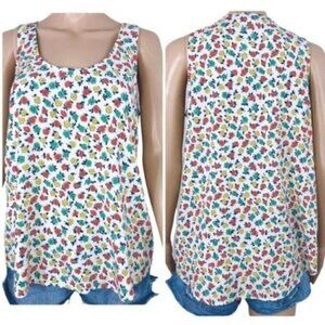 J. Crew Mercantile Carmie Natural Poppy Sleeveless Top Size Small